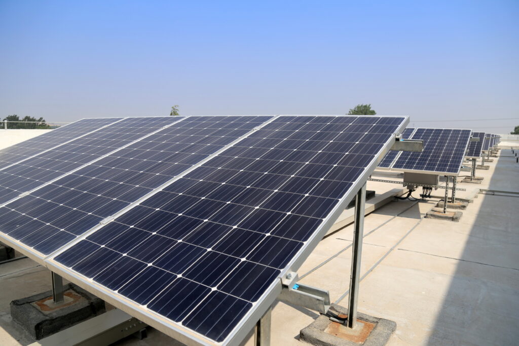 Mono crystal solar panels installed on rooftop